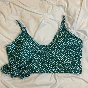 Green and White Knot High Waisted Bikini
